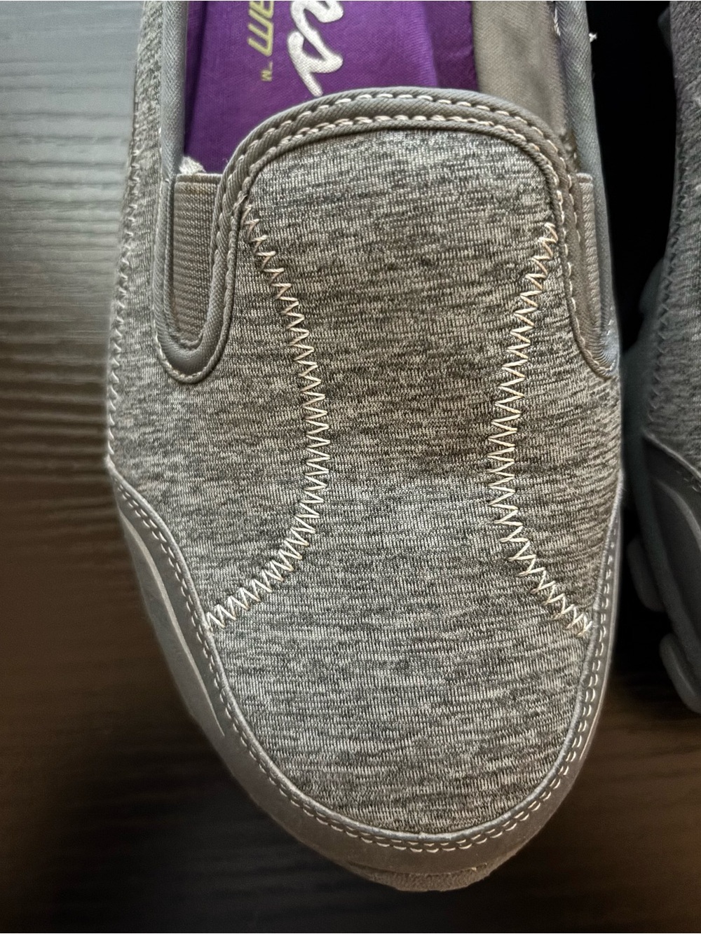 Skechers Women's Gray Slip-On Memory Foam Sneaker with Purple Insole Used Size 9 - Picture 4 of 16